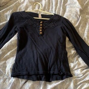 Navy blue long sleeve shirt with lace